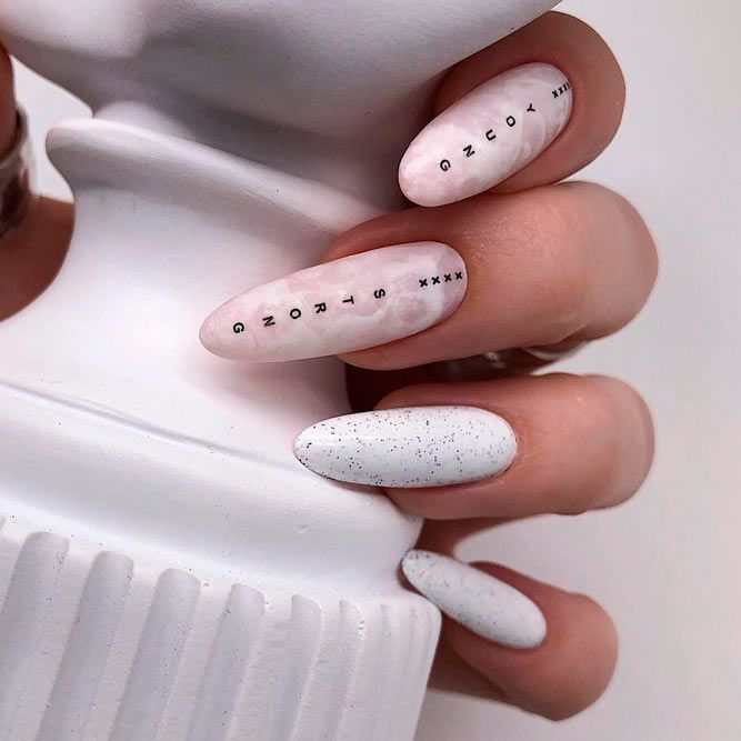 Oval White Acrylic Nails Designs