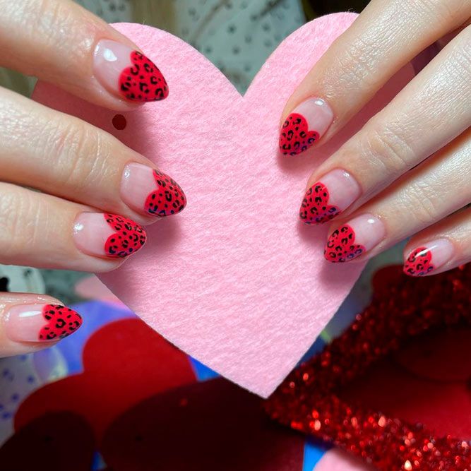 Valentines Day Nails with French Heart