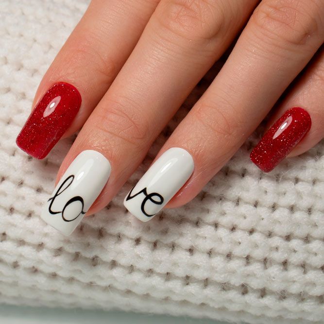 Letters for Valentines Day Nails