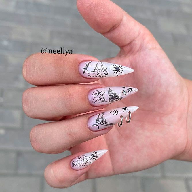 Tattoo-inspired Korean Nails