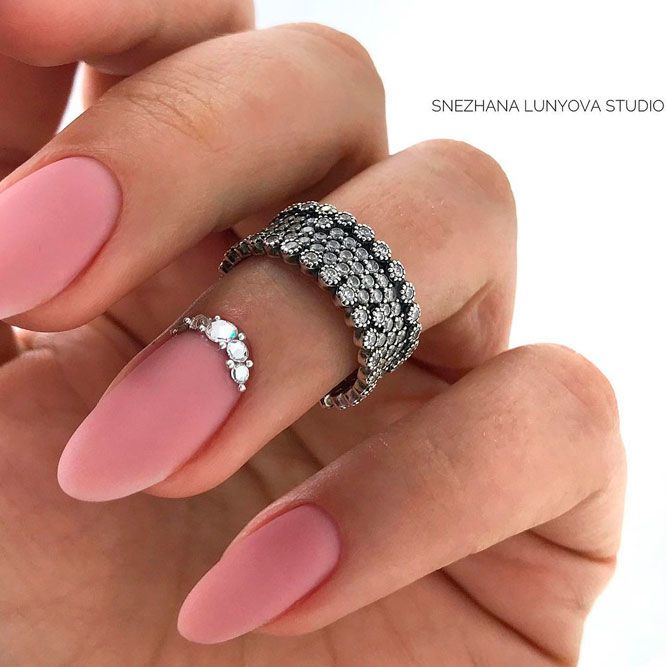 Fabulous Rhinestone Accents For Matte Acrylic Nails