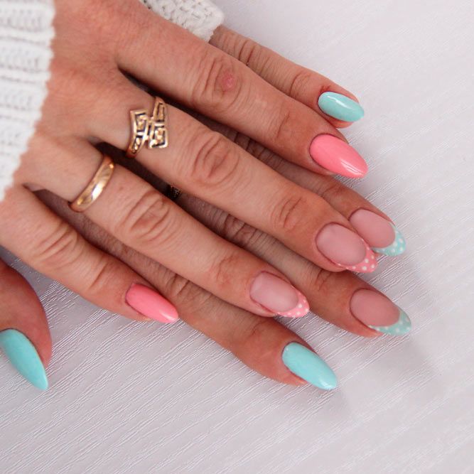 Matte French Nails With Polka Dots