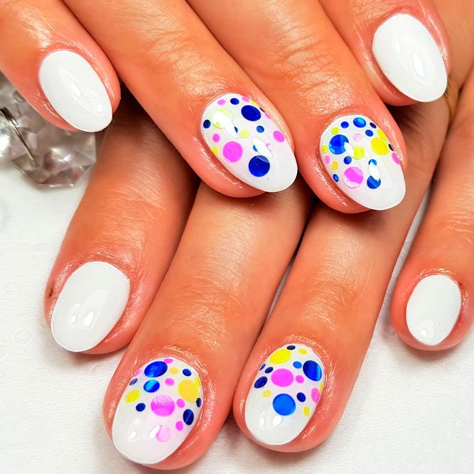 Colorful Glitter Polka Dots Nails Design