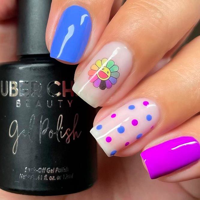Purple and Lilac Polka Dots Nails