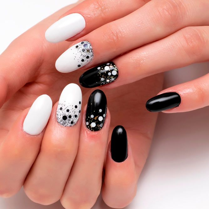 Black Nails With Polka Dots