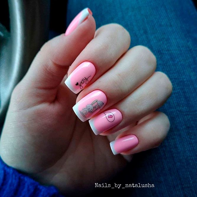 Pink Nails with White Tips