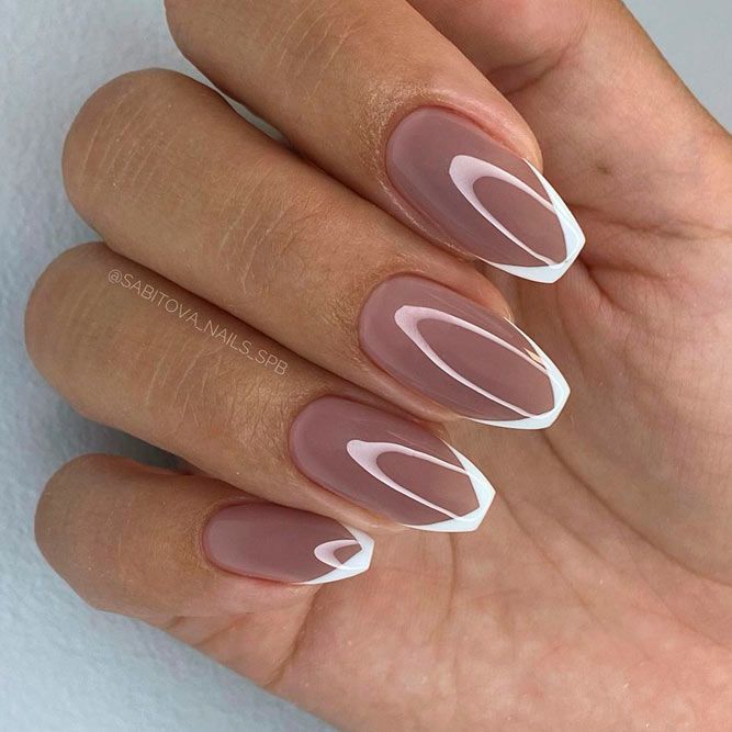 Triangular White Tip Nails Designs