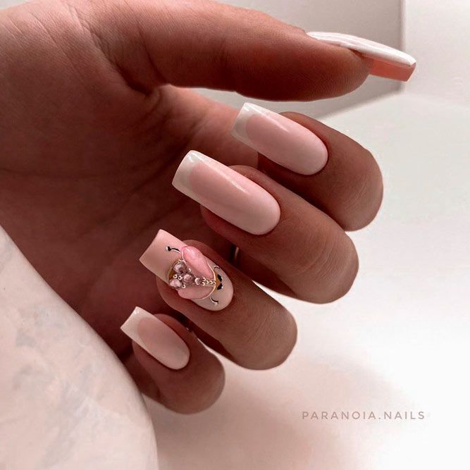 Baby Pink Nails with White Tips