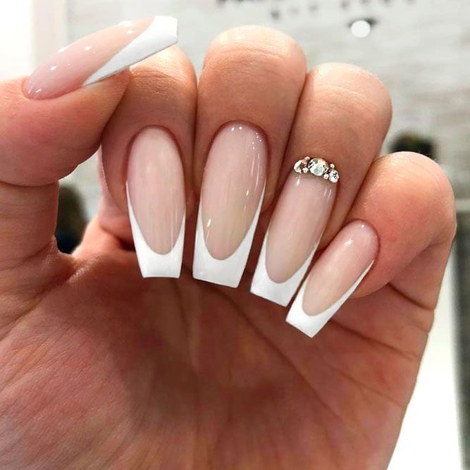 Beautiful White Tip For Long Nails