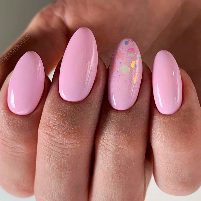 Pink Acrylic Nails Glitters