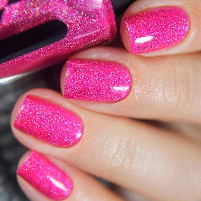Classic Pink Acrylic Nails with Glitters
