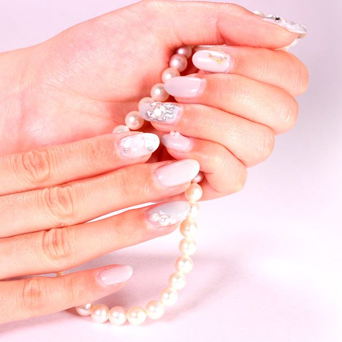 Pearls on Pink Nails