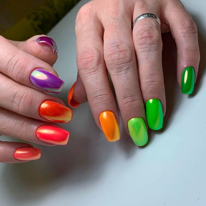 Rainbow Pearl Nails