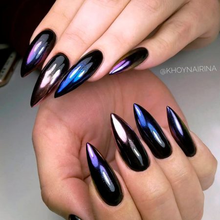 25+ Chic Ideas for Black Stiletto Nails - Nail Designs Journal