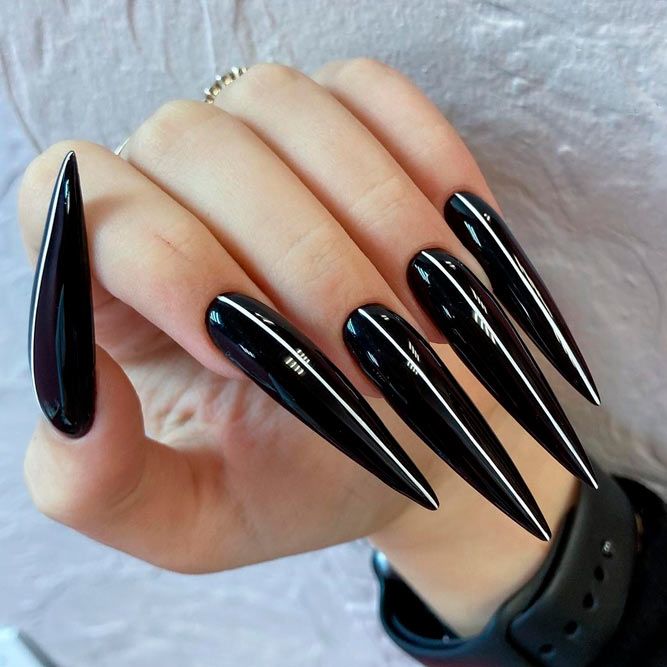 Stiletto Black Acrylic Nails