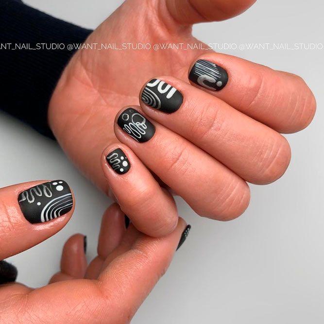 Matte Black Acrylic Nails Designs