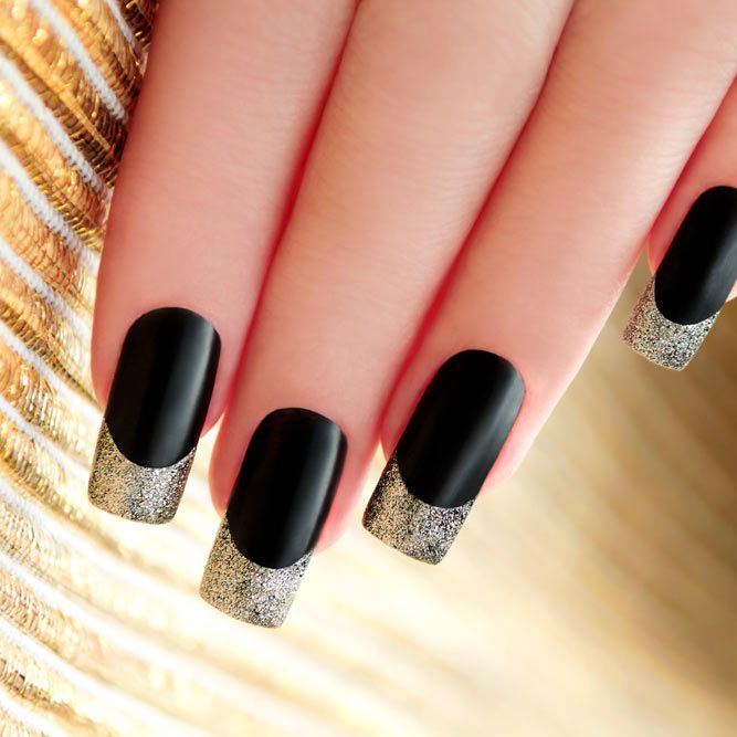 Glitter French for Black Nails