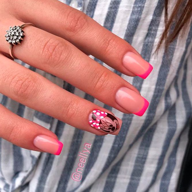 Girly Pink Mickey Mouse Disney Nails