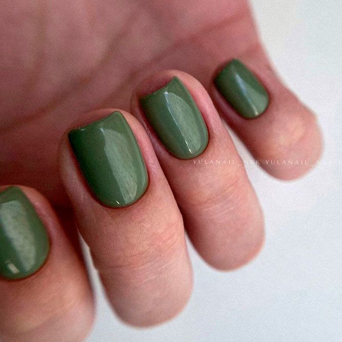 Dark Sage Green Nails