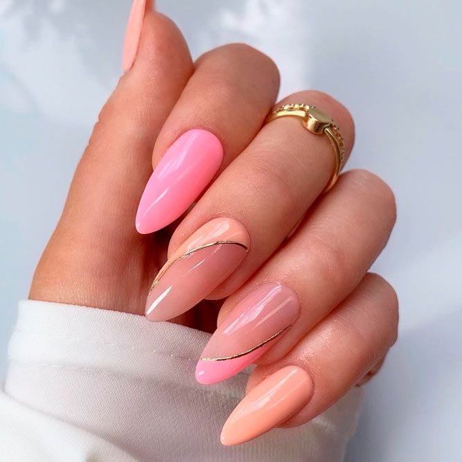 Light Pink Nails with Other Colors