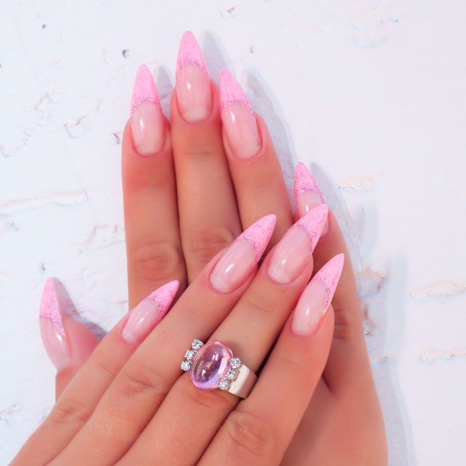 Nude Stiletto Nails With Other Colors Combinations