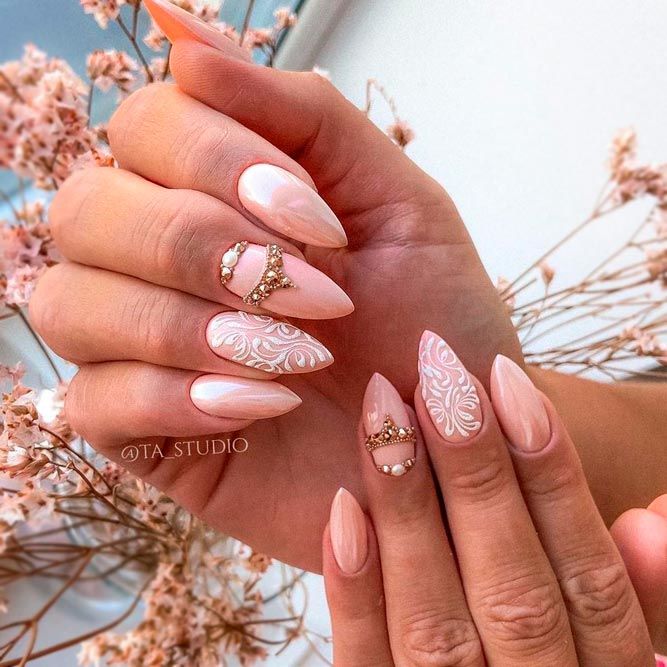 Gorgeous Stiletto Nails Designs with Stones Accent
