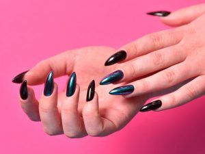 Black Stiletto Nails With A Touch Of Sophistication