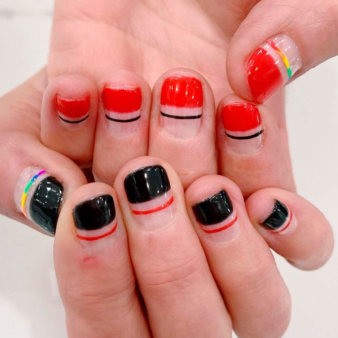 Trendy Black and Red Nails