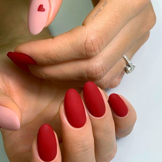 Simple Matte Red Nail Design