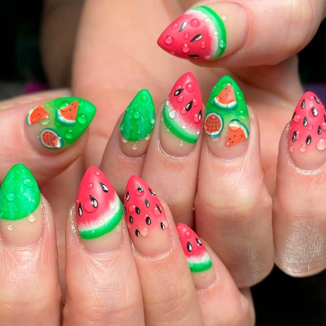 Watermelon Nails For Summer Time