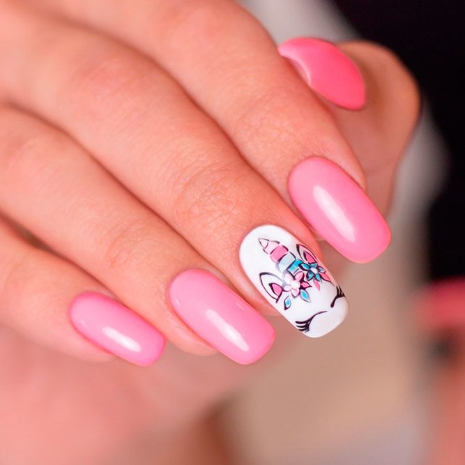 Gentle Pink Unicorn Nails