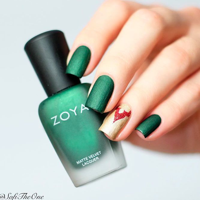 Green Zoya Nails With Elegant Design