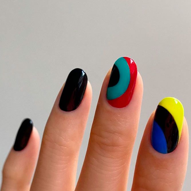 Bright Colors with Black Nails