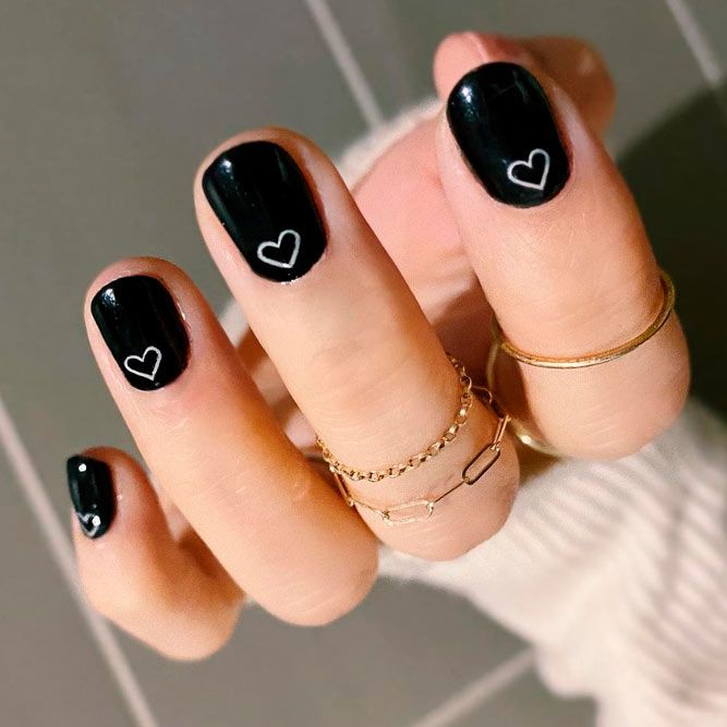Cute Heart Accent for Black Nail