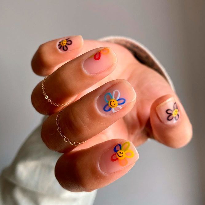 Funny Flowers Cute Nail Designs