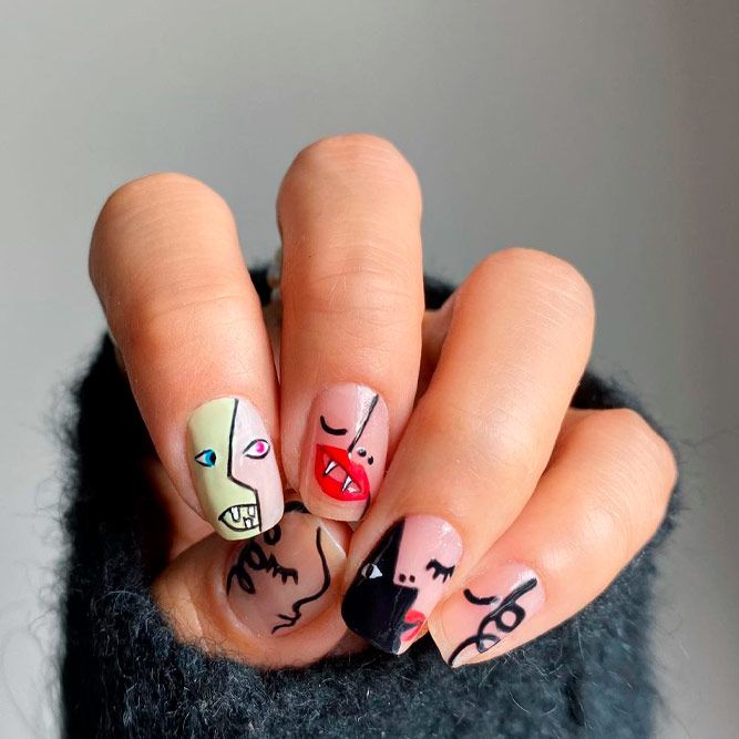 Cute Nail Ideas with Abstract Smile