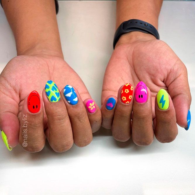 Colorful Mix And Match Cute Nails