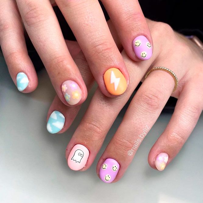 Short Mix And Match Cute Nails