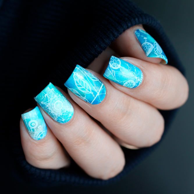Dream Catcher Charming Nails In Blue Shades