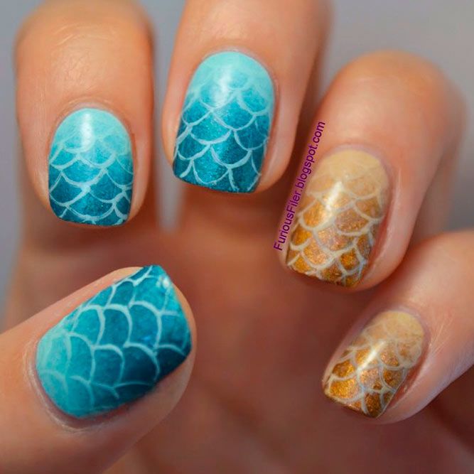 Glitter Mermaid Nails Art Ideas
