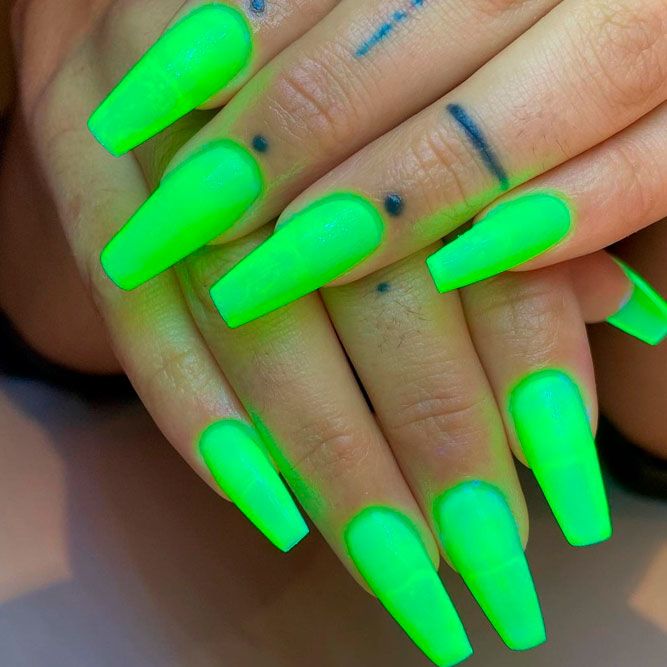 One Color Glow In The Dark Nails