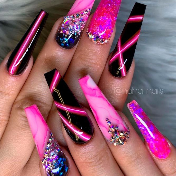 Glow In The Dark Pink Nails