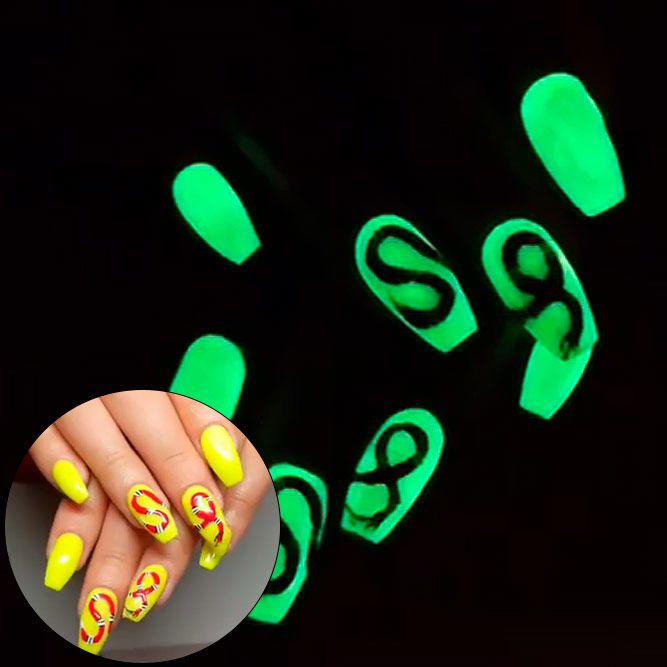 Glow In The Dark Nails with Snake