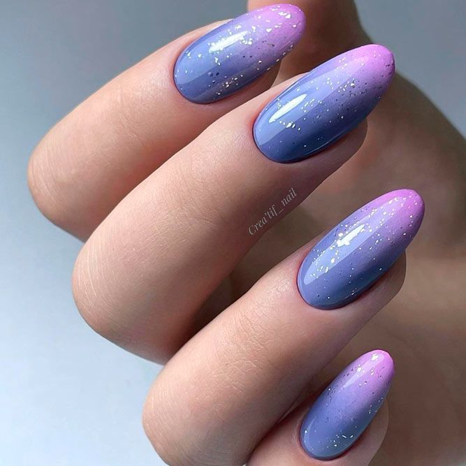 Purple and Blue Ombre Homecoming Nail Art
