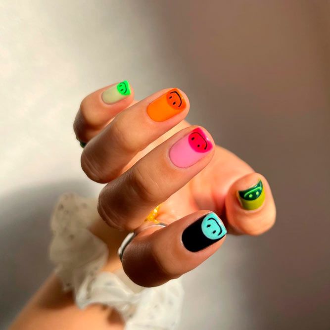 Colorful Homecoming Nail Art