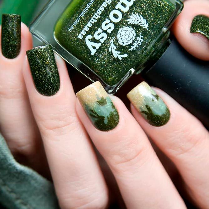 Dark Sage Green Nails
