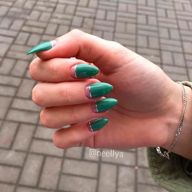 Dark Shade Sage Green Nails