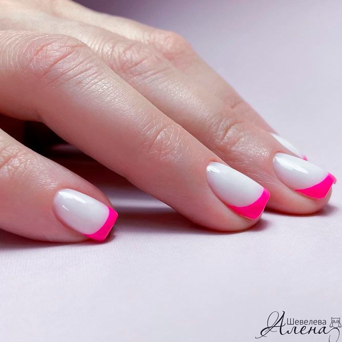 French Tip Accent For Short Acrylic Nails