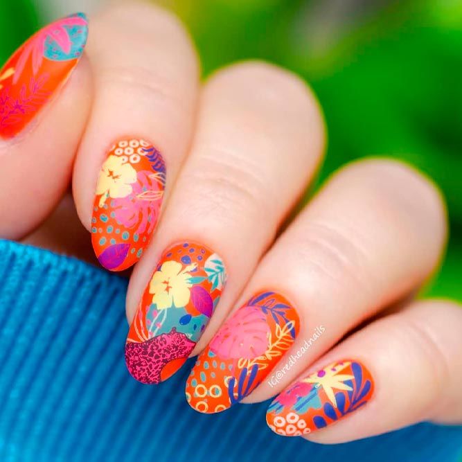 Tropical Flower Nail Art