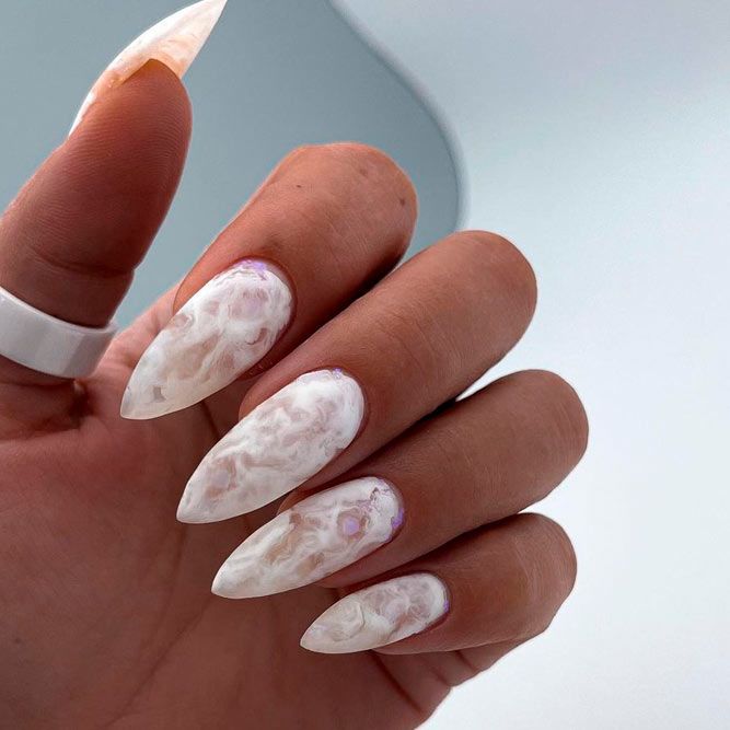 White Ideas for Your Wedding-Day Nails